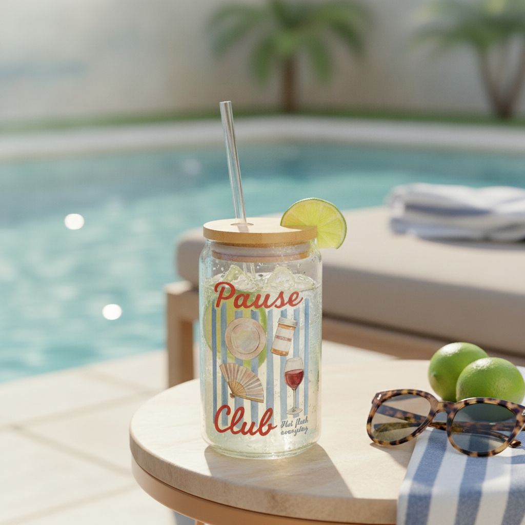 Pause Club — 16oz Sipper Glass | Funny Menopause & Perimenopause Gift