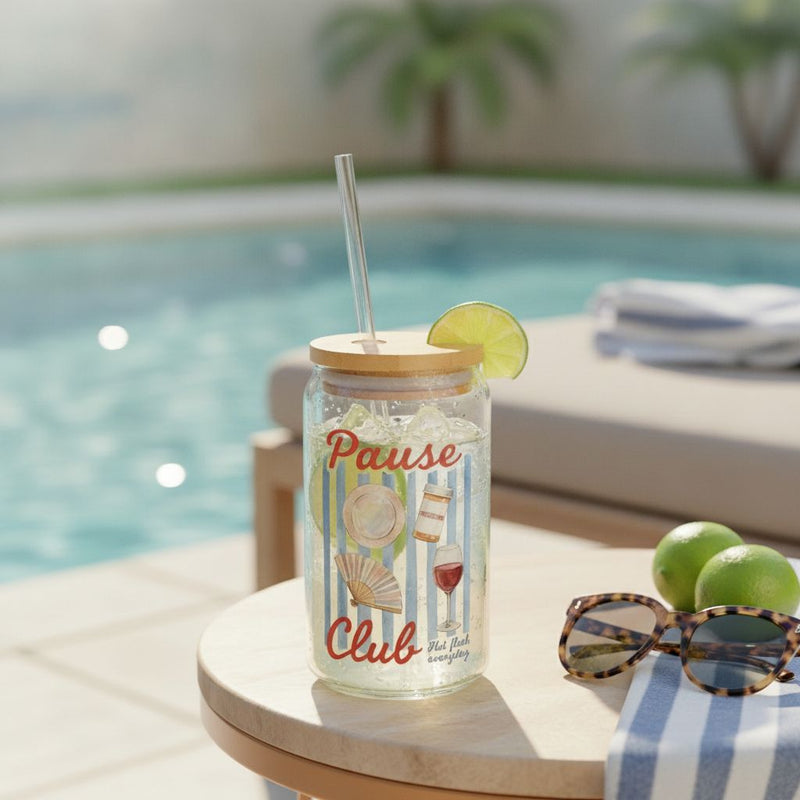 Pause Club — 16oz Sipper Glass | Funny Menopause & Perimenopause Gift