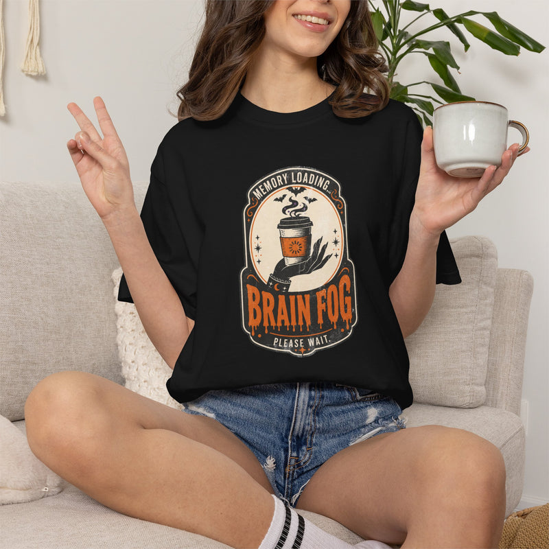 "Brain Fog" Funny Menopause T-Shirt — Perimenopause Halloween  Unisex Tee
