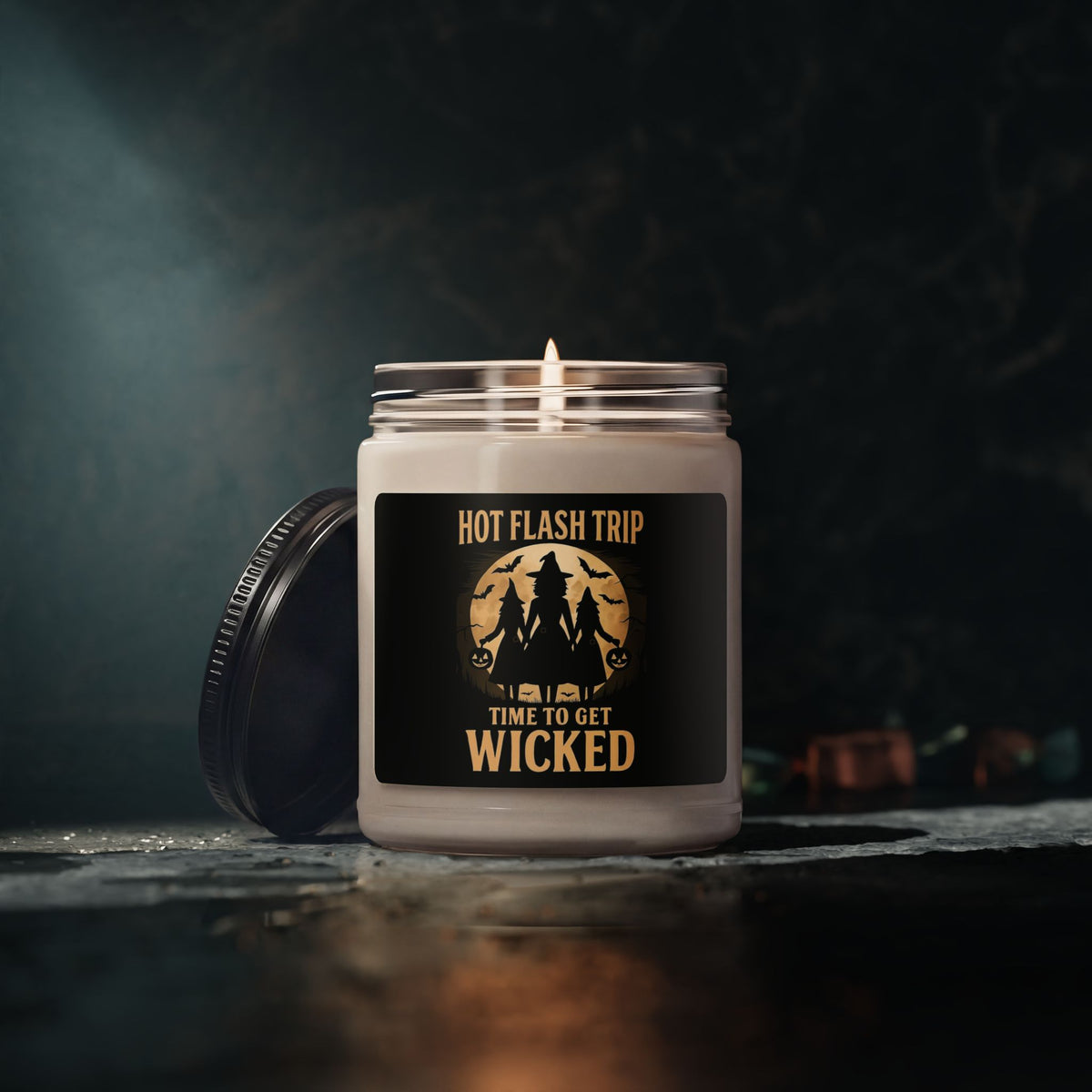 Hot Flash Trip Halloween Candle – Funny Perimenopause & Menopause Gift – Witchy 9 oz Scented Soy Candle